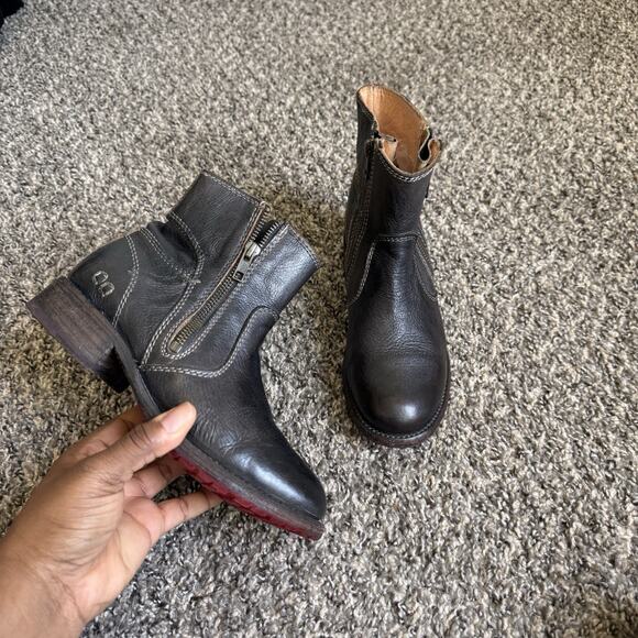 Bed Stu Eiffel Boots Womens 7 Dark Gray Leather Zip Bootie Ankle Zip - Picture 1 of 7